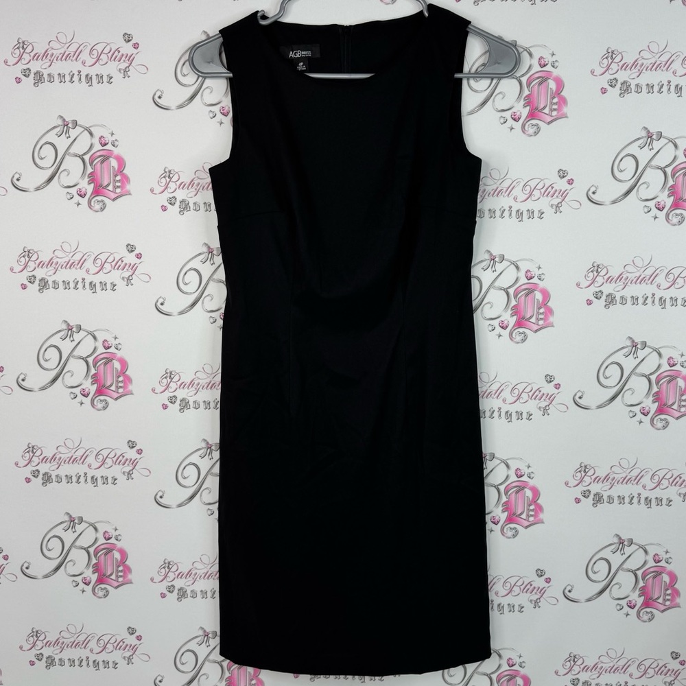 AGB dress Classic Black Midi Dress zip up back flattering formal classy